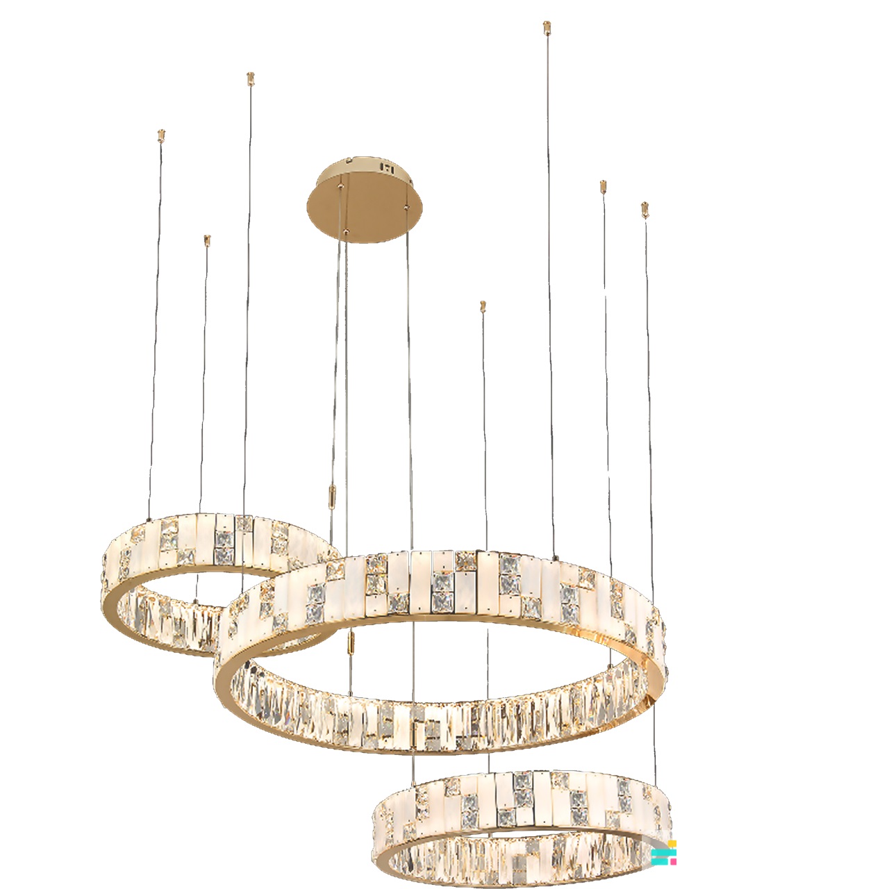 Đèn thả vòng pha lê kết hợp với đá cao cấp THD876T3