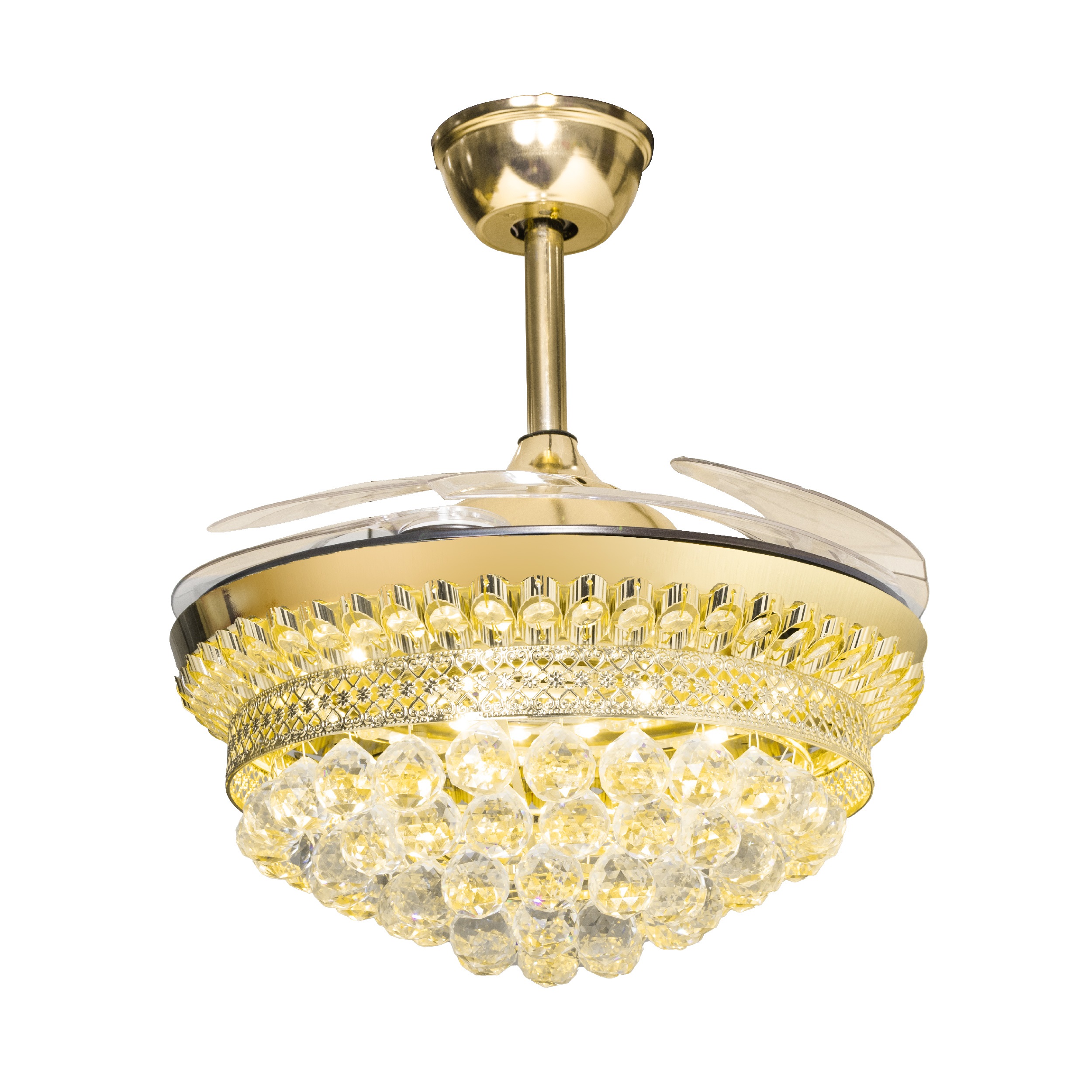 Quạt trần đèn pha lê giấu cánh VIFA 22