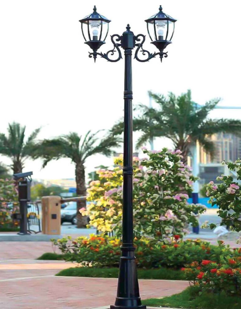 Đèn trụ cao sân vườn năng lượng mặt trời 2 bóng TD-65