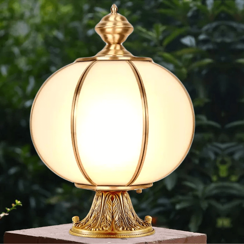 Đèn trụ cổng đồng hình tròn kiểu tân cổ điển TD-39