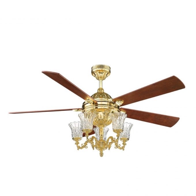 Quạt trần đèn 5 cánh Fengye FY968 mạ vàng 9999 lắp phòng khách