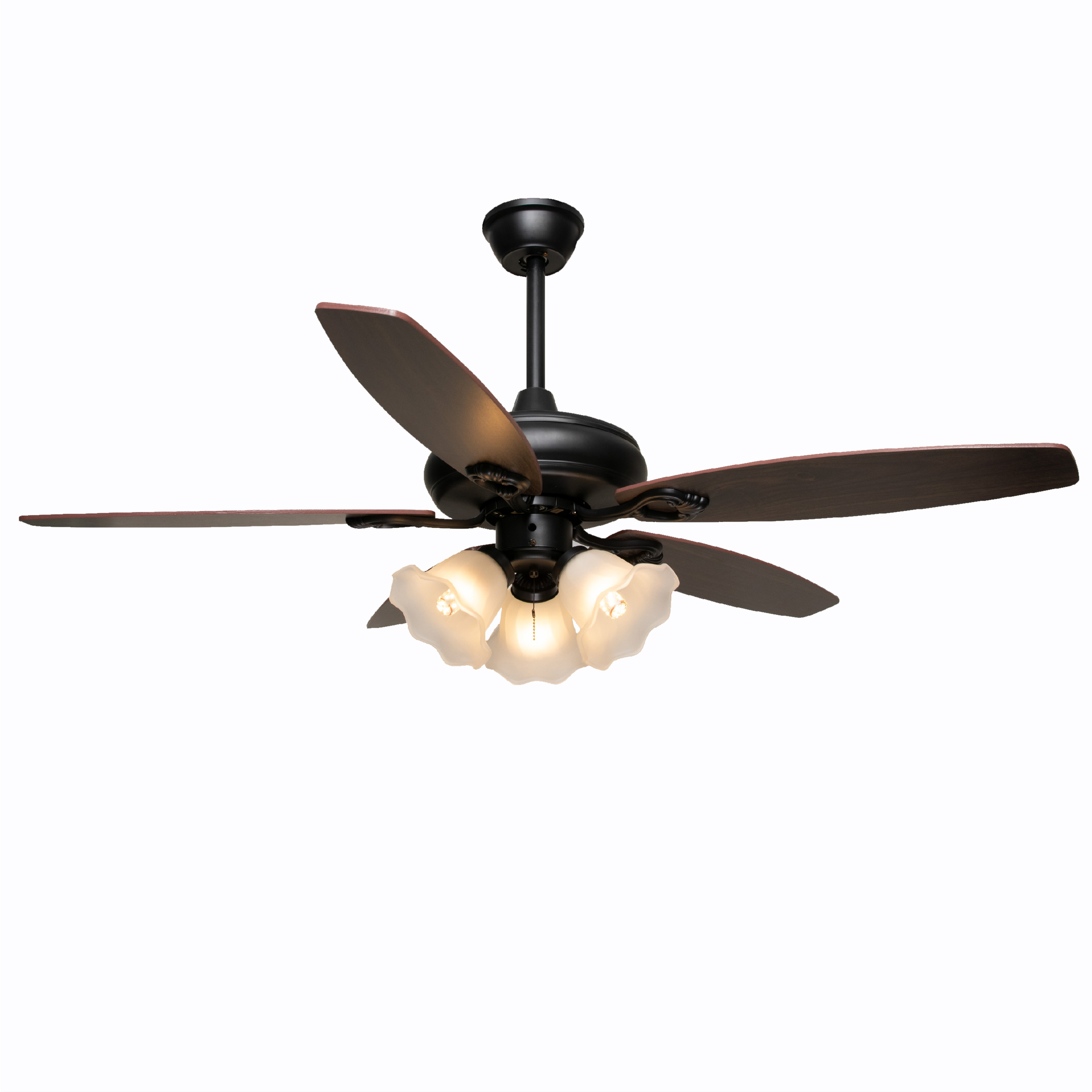 Quạt trần đèn 5 cánh ngắn màu nâu kiểu cổ điển VIFA-45-23