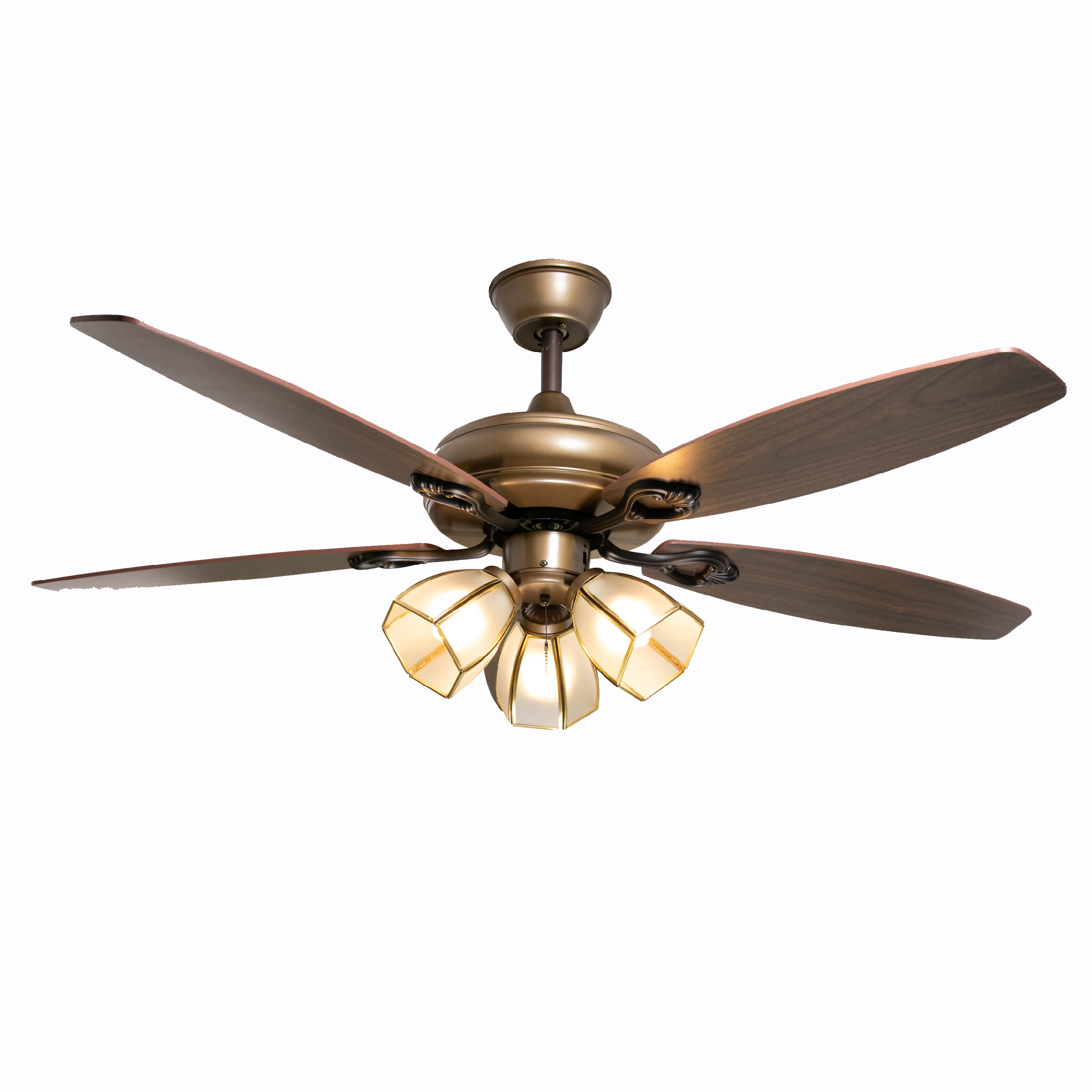 Quạt trần đèn 5 cánh gỗ ngắn màu nâu cà phê kiểu retro VIFA-44-23