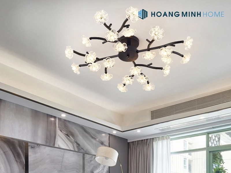 Đèn hiện đại ốp trần thường có thiết kế đơn giản nhưng không kém phần sang trọng