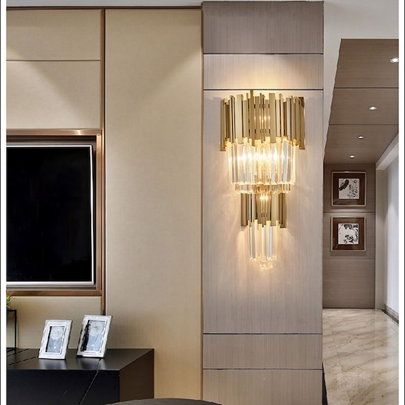 Đèn tường pha lê cho phòng khách sang trọng