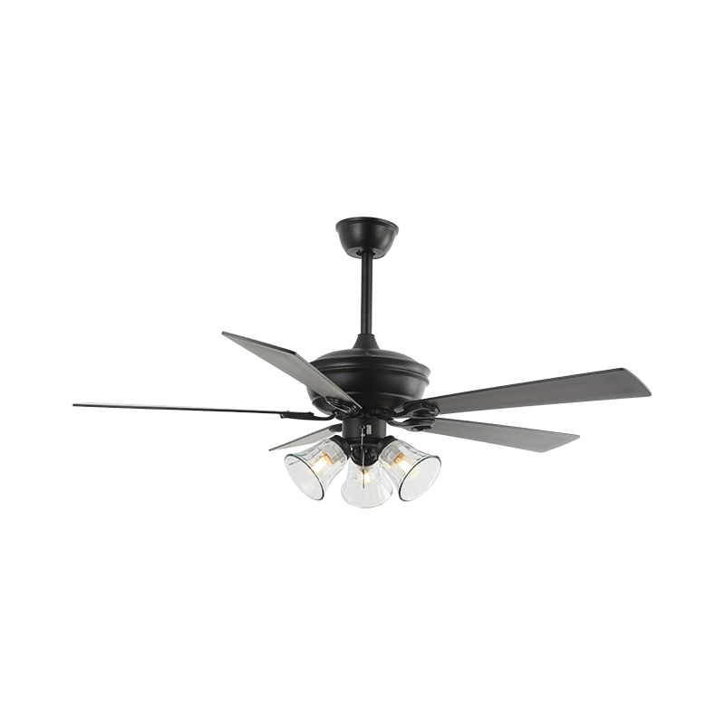 Quạt trần 355 có đèn 5 cánh gỗ nâu đỏ QT44