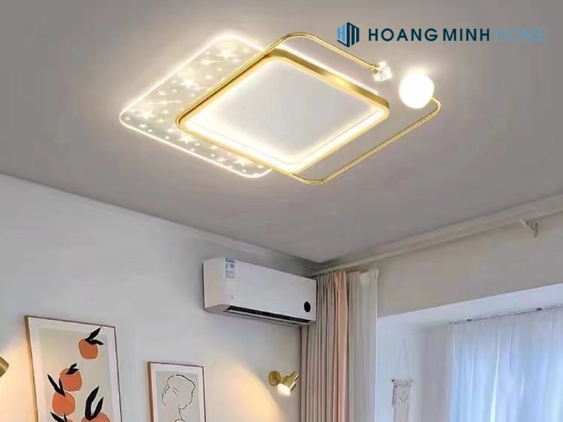 Đèn mâm ốp trần hiện đại hình vuông họa tiết ngôi sao MOLH-9075