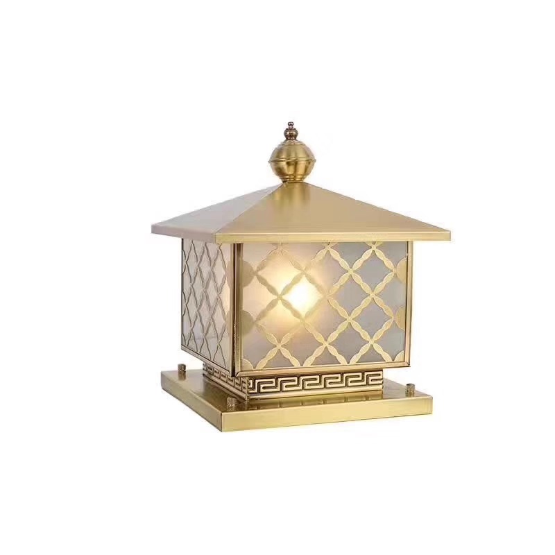 Đèn trụ cổng đồng caro TD-23