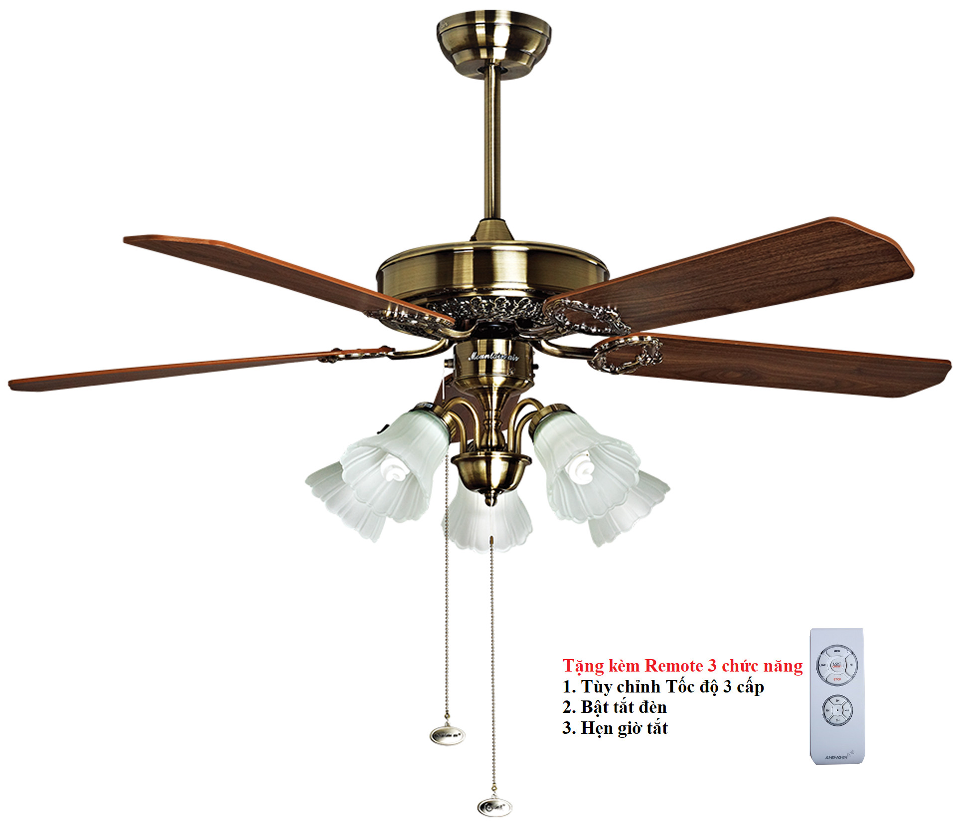 Quạt đèn chùm cổ điển giá rẻ Mountain Air 52WE-1010