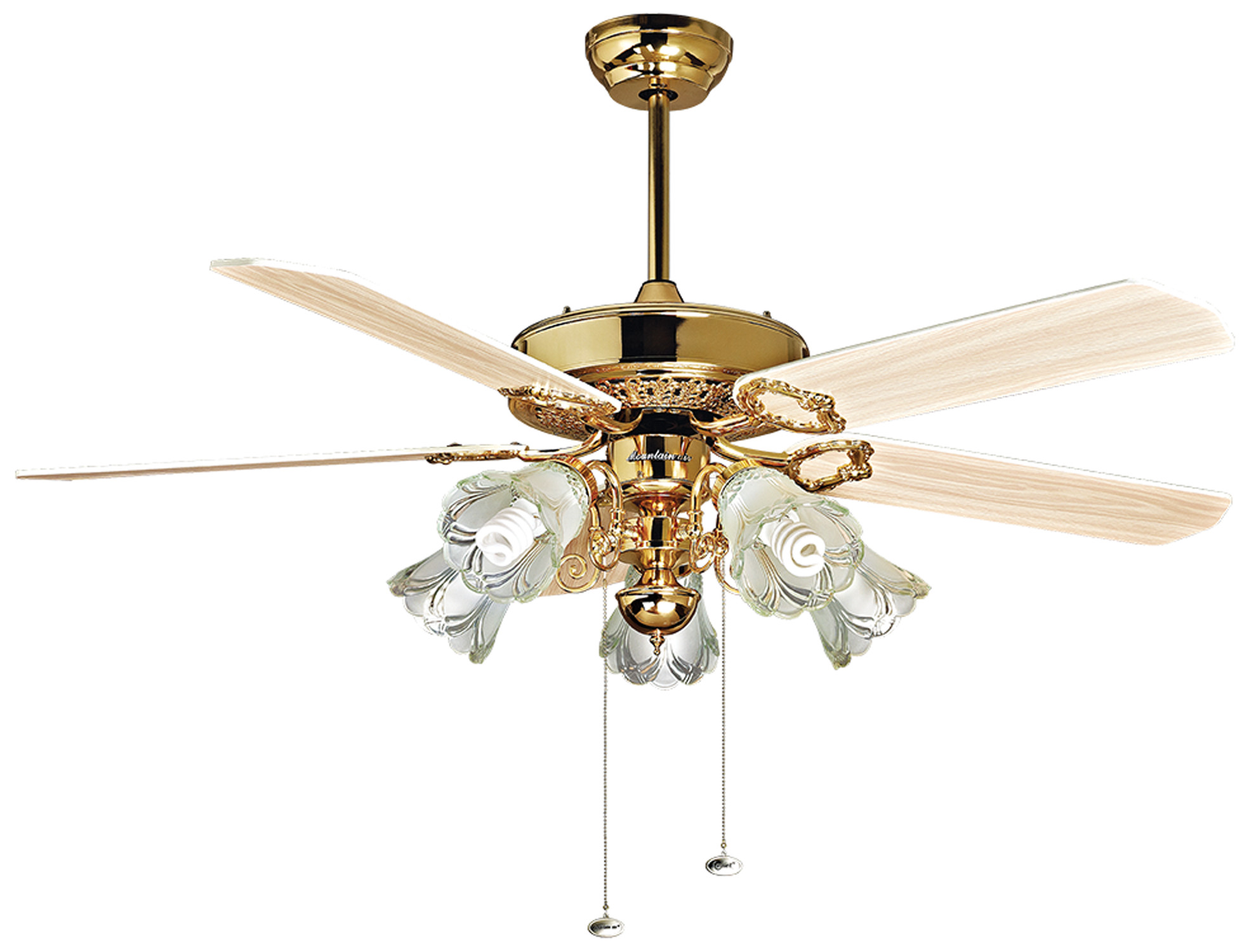 Quạt trần đèn 5 cánh màu vàng kim Mountain Air 52WE-1010A