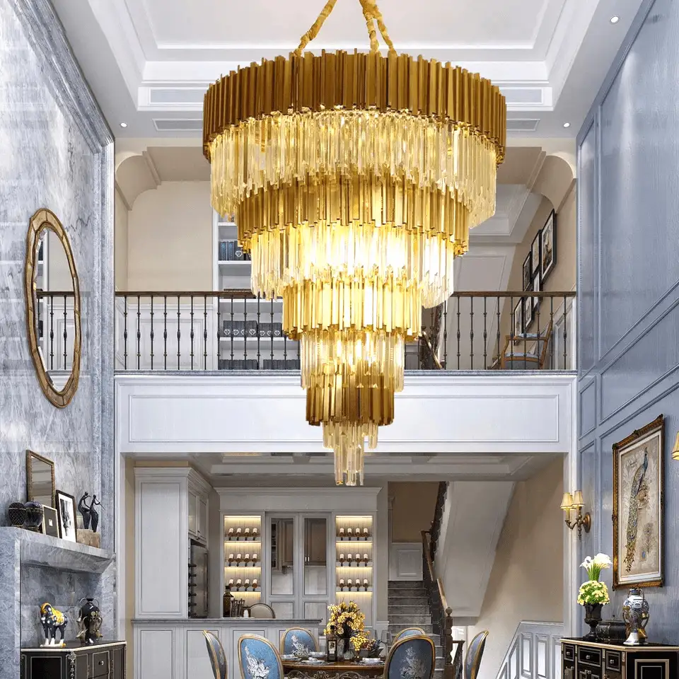 đèn chùm thông tầng