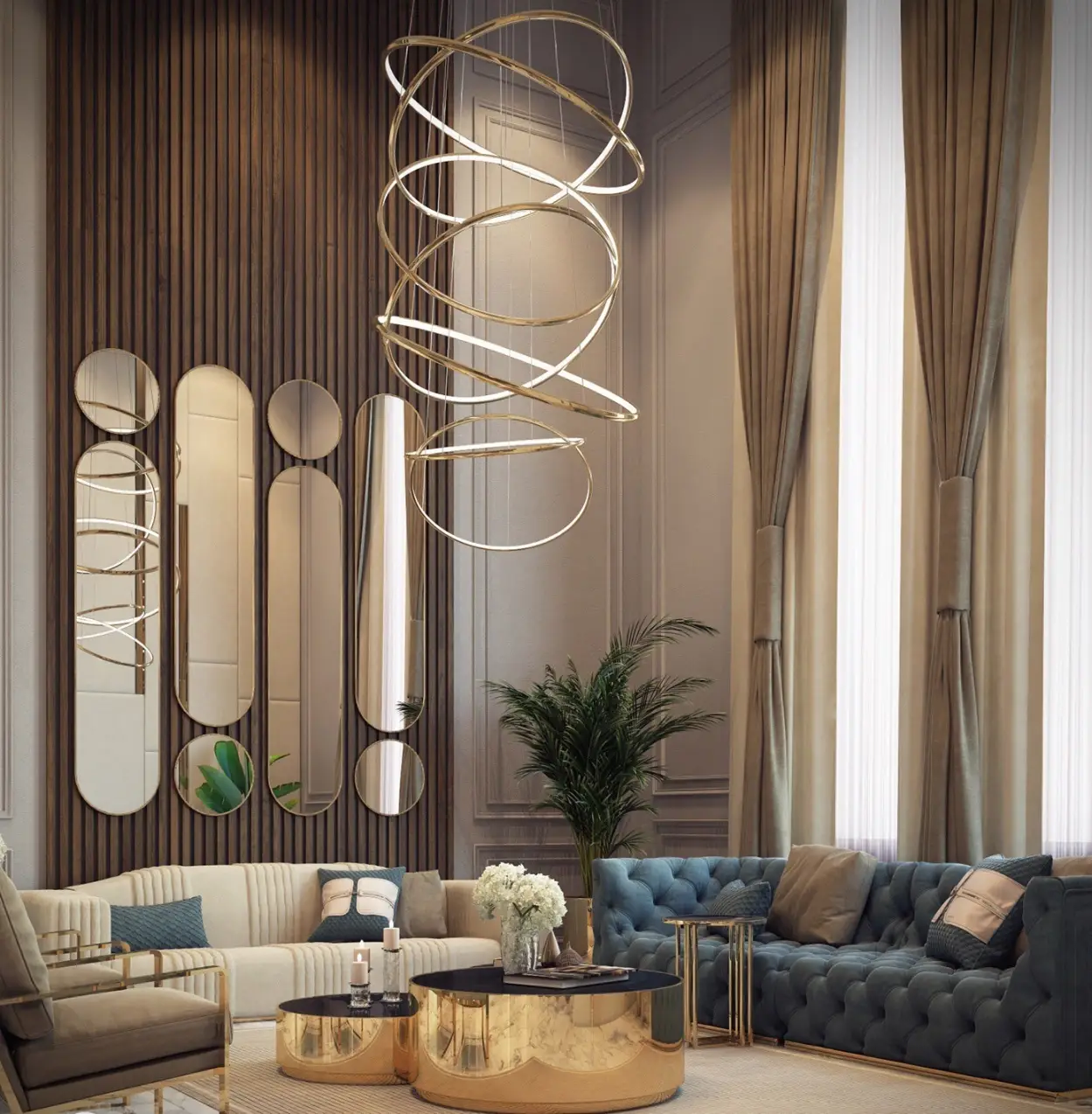 đèn thả trần trang trí phòng khách