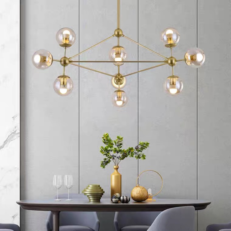Đèn thả bóng tròn màu vàng gold TTK01T10 Xi vàng