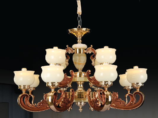 Đèn chùm tân cổ điển chao thủy tinh CN-105