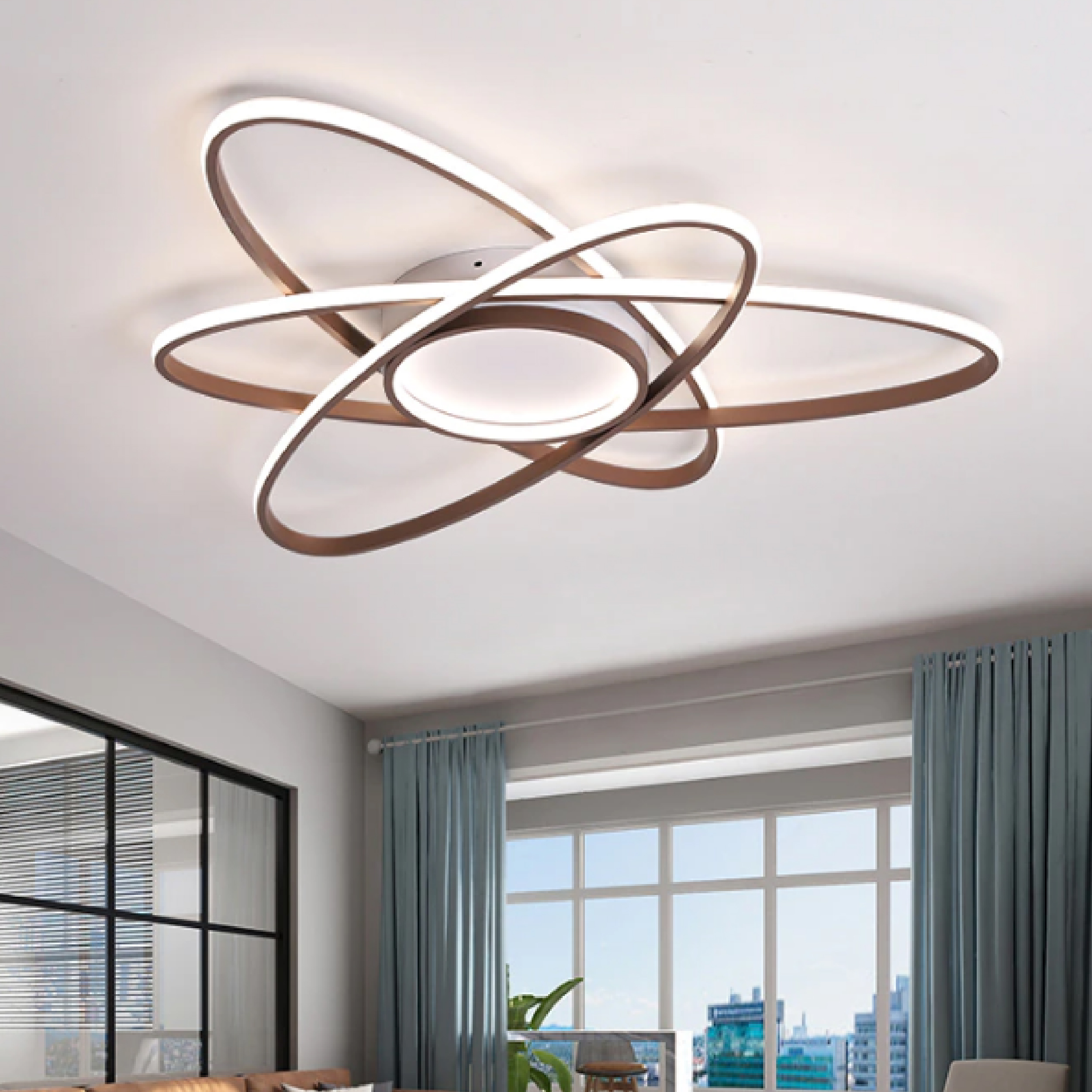 Đèn mâm ốp trần hiện đại 3 vòng elip MOLH-9068