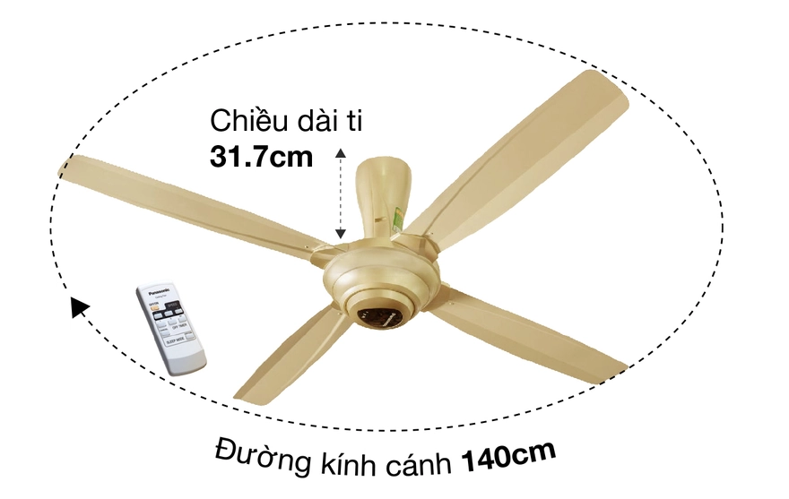 Quạt trần Panasonic 4 cánh F-56MPG-GO