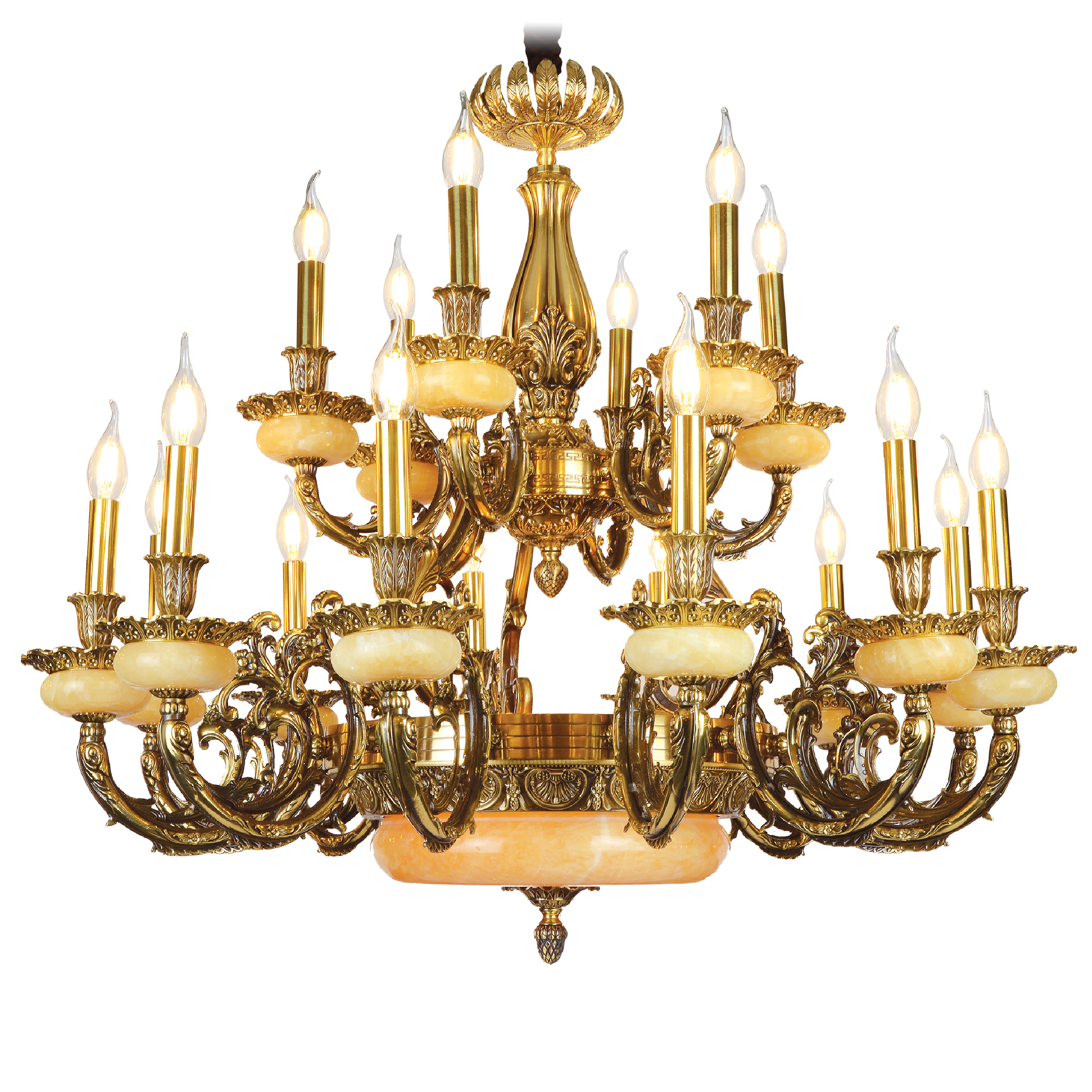 Đèn chùm đồng chao đá tự nhiên sang trọng CDQT-187