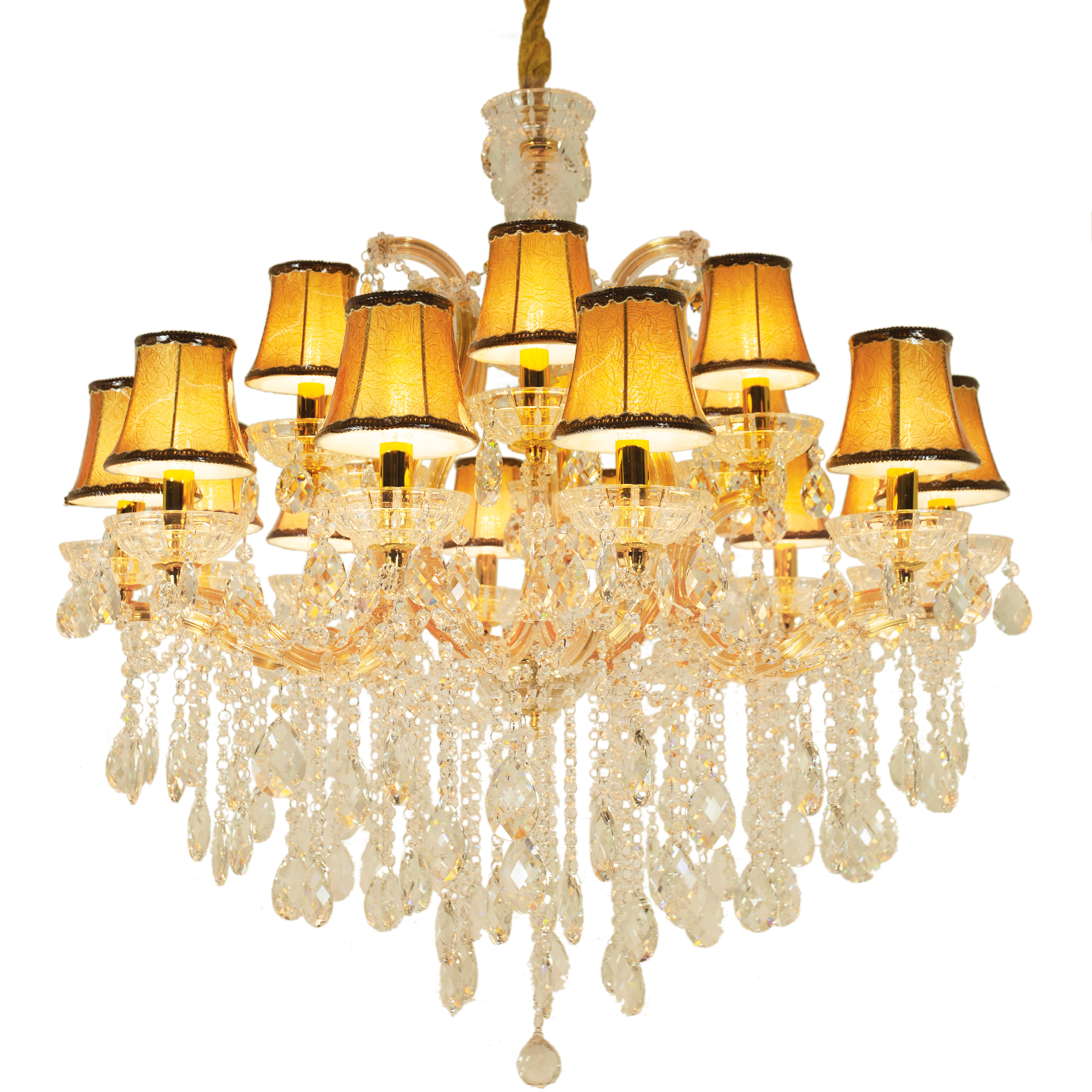 Đèn chùm pha lê chao vải 18 tay CNQT-215