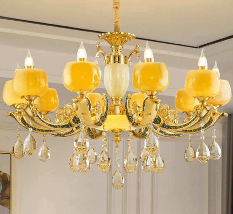 Đèn chùm chao đá tự nhiên phòng khách CNQT-289