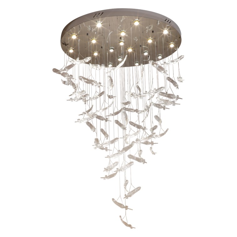 Đèn thả thông tầng 67 chiếc lông vũ TPL122T1200