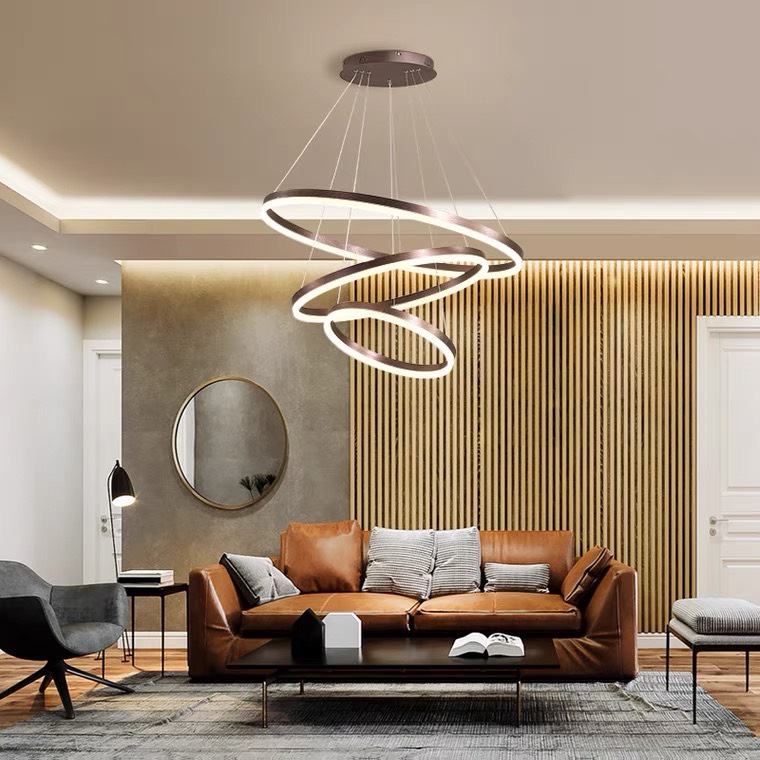 Đèn thả 3 vòng tròn màu nâu THD7051T3 Nâu