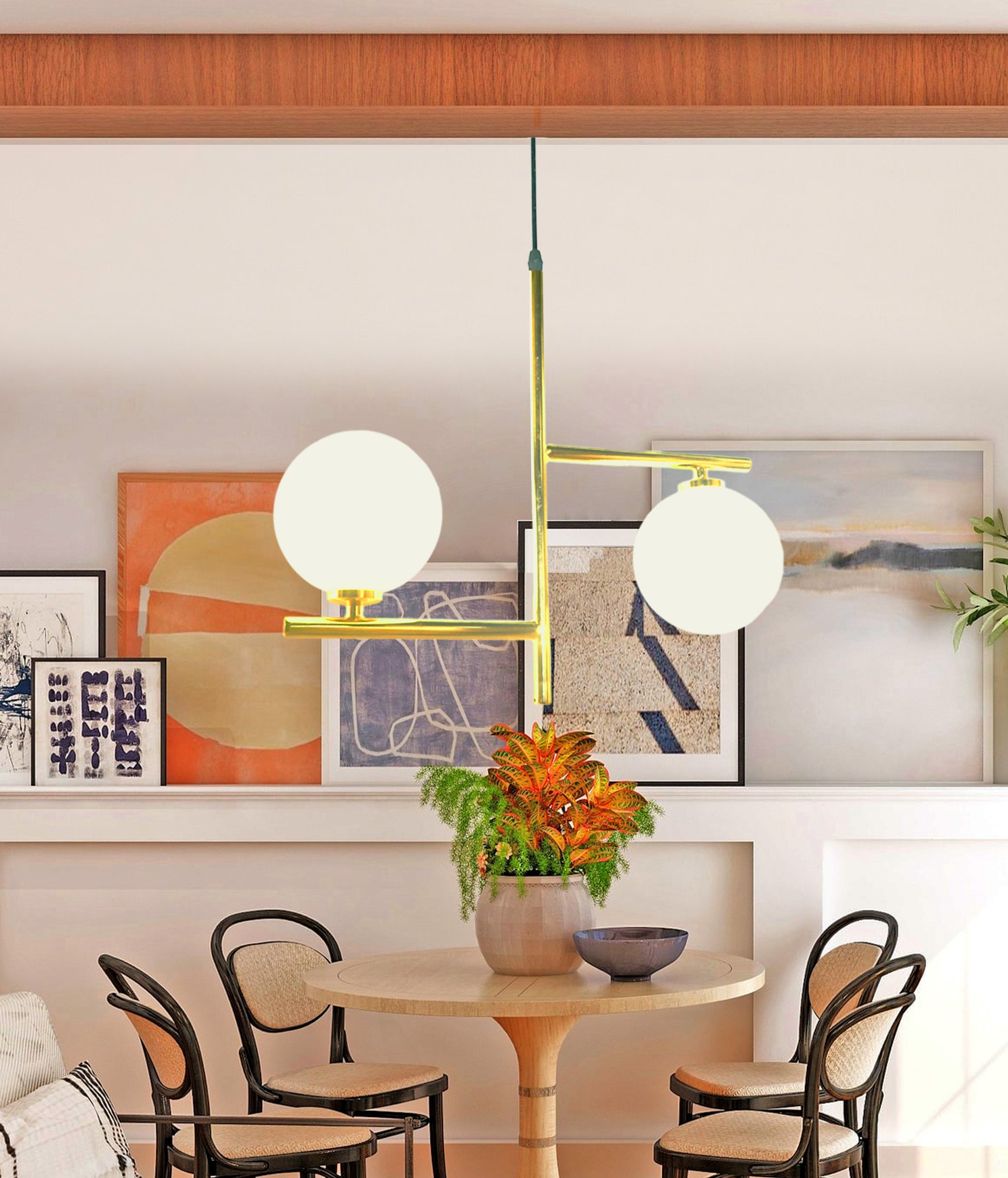 Đèn thả thiết kế đối lập chóa thủy tinh TTK20N2