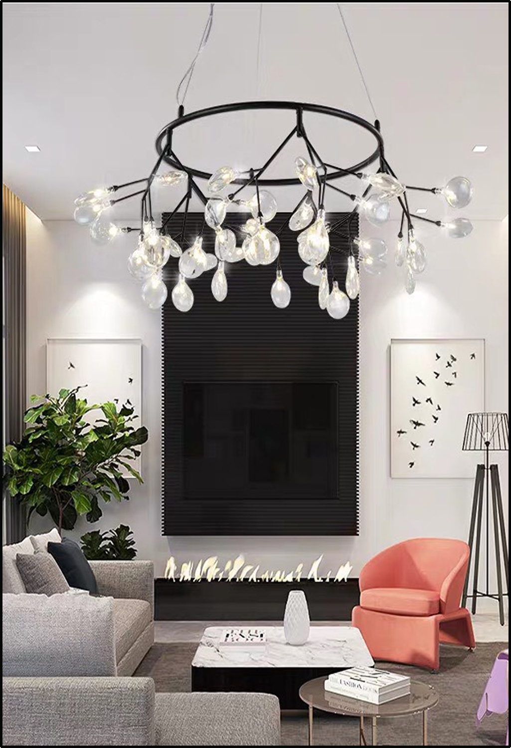 Đèn thả thiết kế nghệ thuật TTKHERA45 đen tròn