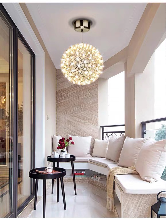 Đèn thả thiết kế hoa bồ công anh thân inox bạc TTK59