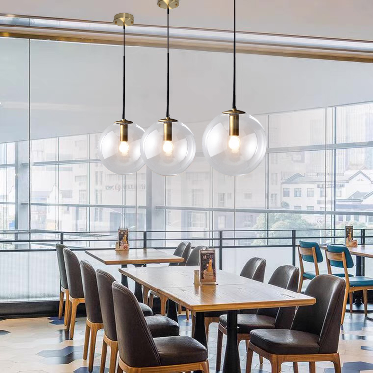 Đèn thả thủy tinh trong suốt TT21 nắp vàng