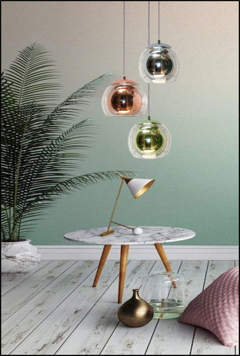 Đèn thả thủy tinh tráng gương TT20