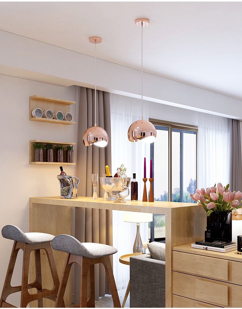 Đèn thả cafe nghệ thuật chao tráng gương đơn TCF42T1